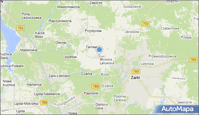 mapa Wysoka Lelowska, Wysoka Lelowska na mapie Targeo